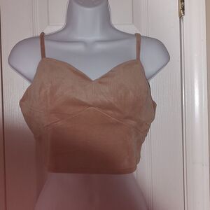 Jolie & Joy tan super soft ribbed crop top Sz XL